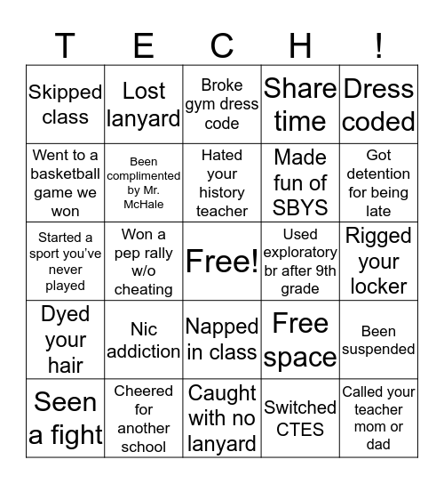 Tech Bing Bingo Card