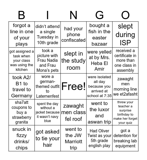 GVS bingo Card