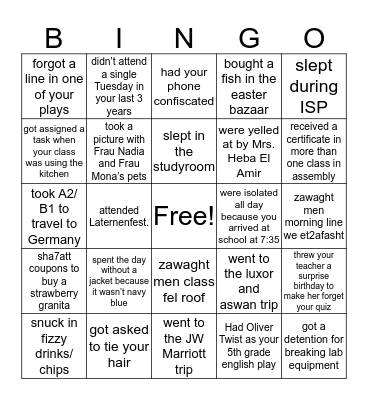 GVS bingo Card