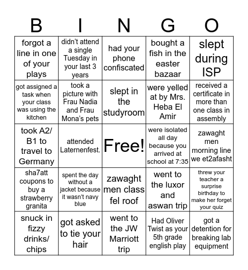 GVS bingo Card