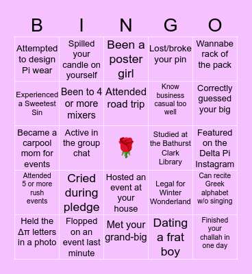 DELTA PI BINGO Card