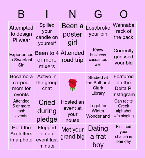 DELTA PI BINGO Card