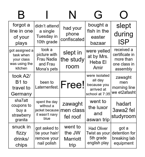 GVS bingo Card