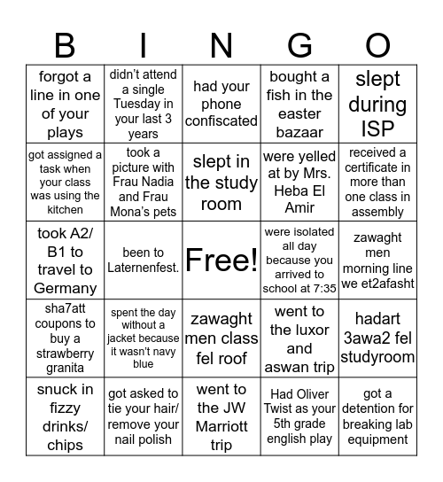 GVS Bingo Card