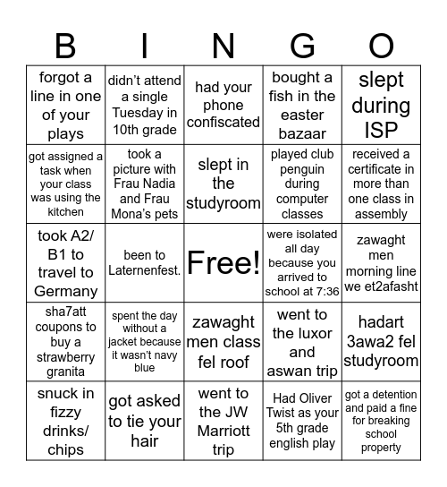 GVS Bingo Card