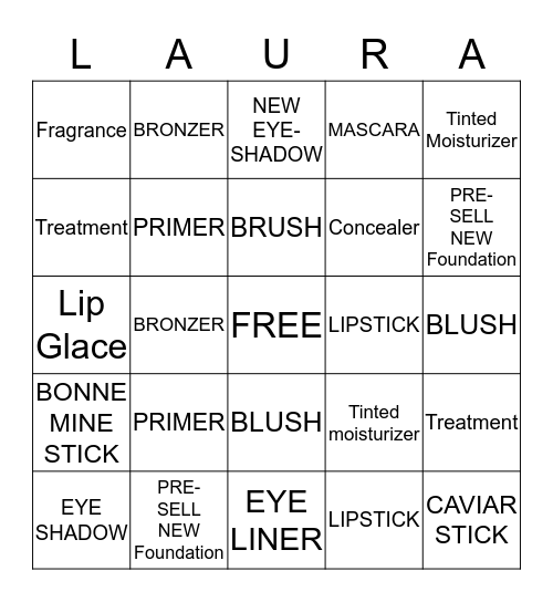 LAURA MERCIER  Bingo Card
