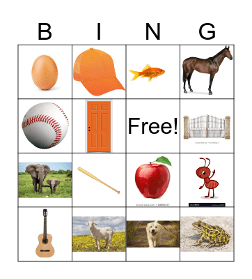 Beginning Sounds Bingo Card