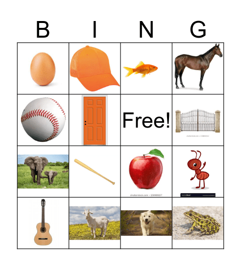 Beginning Sounds Bingo Card