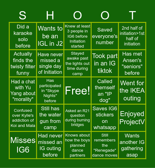 IG6'20 BINGO Card