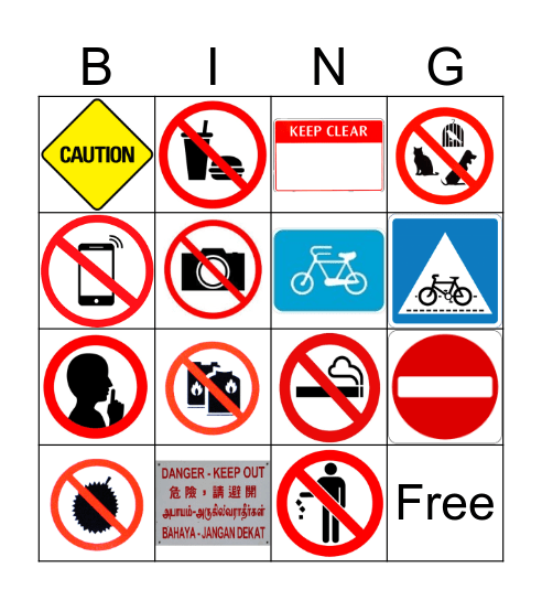 Signs (2) Bingo Card