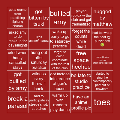jclub bingo 19-20 Bingo Card