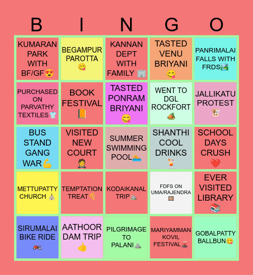 DINDIGUL SPECIAL Bingo Card