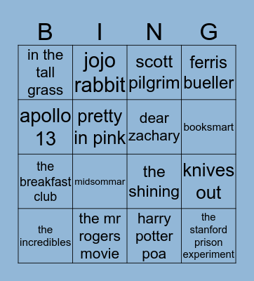 emma’s movie bingo 🤩 Bingo Card