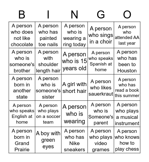 Know your Teammates Bingo Card