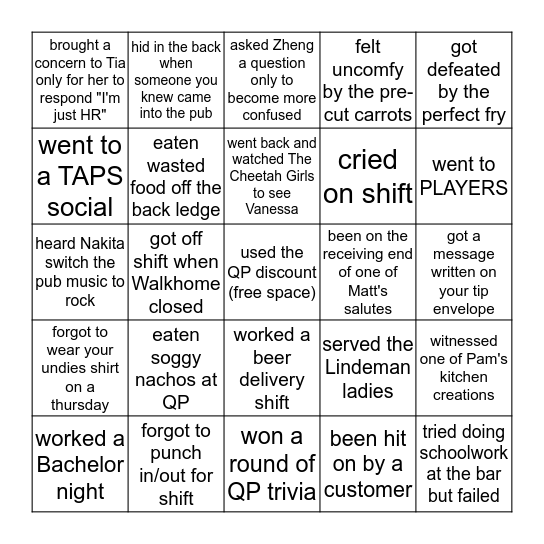 TAPS staff 2018-19 bingo Card