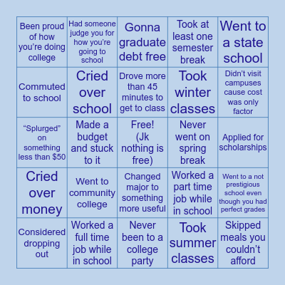 Paying for College Bingo Card