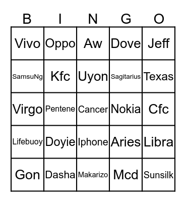 Hunger Bingo Card