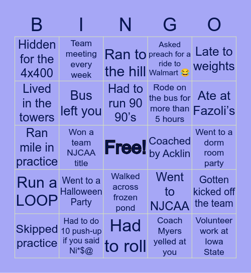 Iowa Central BINGO Card