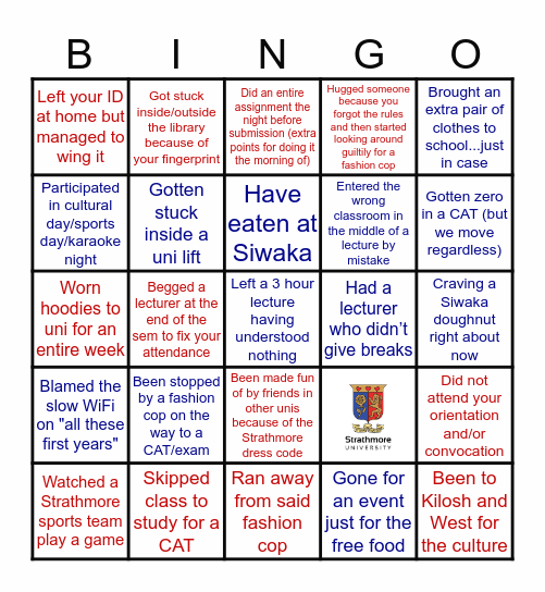 Strathmore University Bingo Card