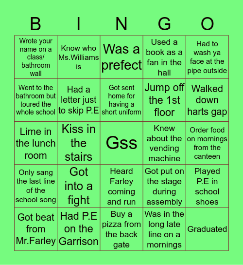 Garrison Bingo! Bingo Card