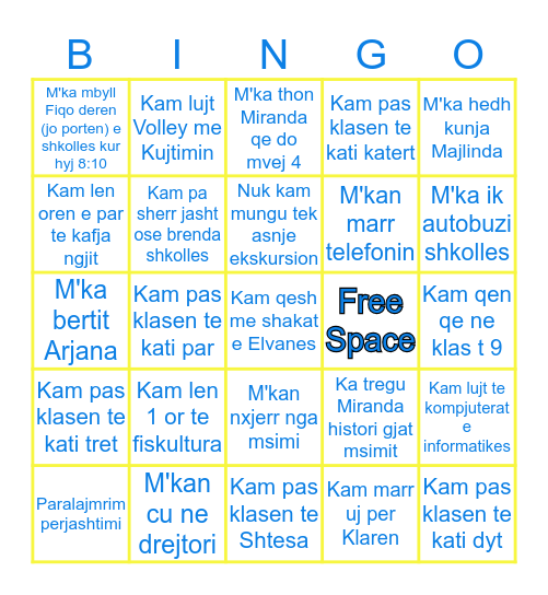 Rilindja Bingo Card