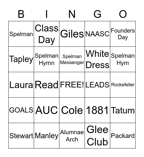 Spelman Bingo Card