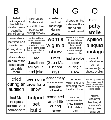 MUSICAL BINGO Card