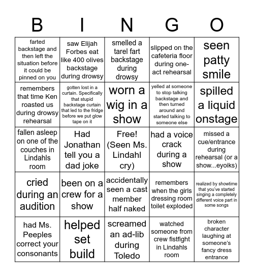 MUSICAL BINGO Card