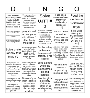 Parker’s Dingo Challenge Bingo Card
