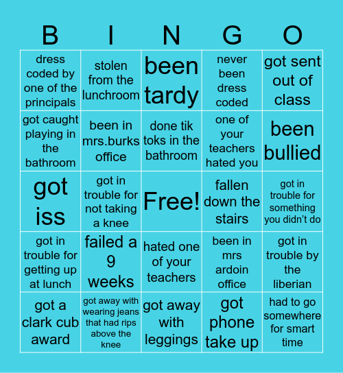 CLARK INTERMEDIATE Bingo Card