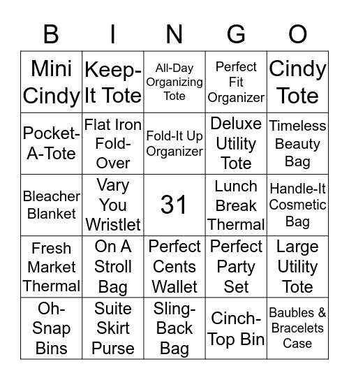 Thirty-One Bingo! Bingo Card