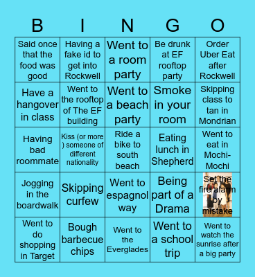 EF Miami Beach Bingo Card