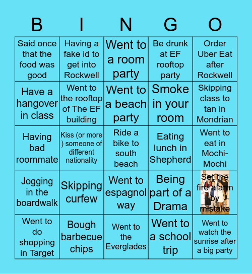 EF Miami Beach Bingo Card