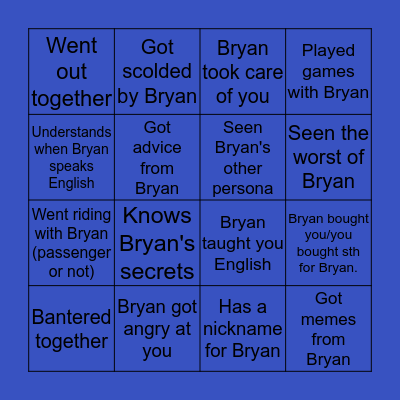 Bryan's bingo UwU Bingo Card
