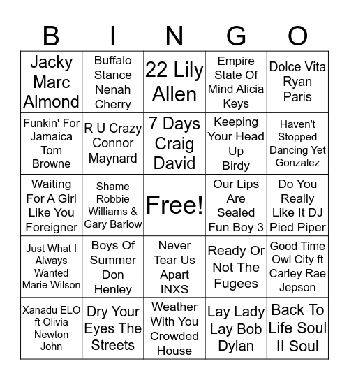 R&R Bingo Regular Game 2 Bingo Card