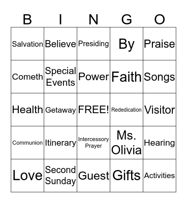 RTM Nursing Home Ministry Bingo Card