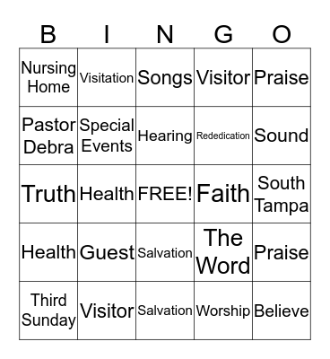 RTM Nursing Home Ministry Bingo Card