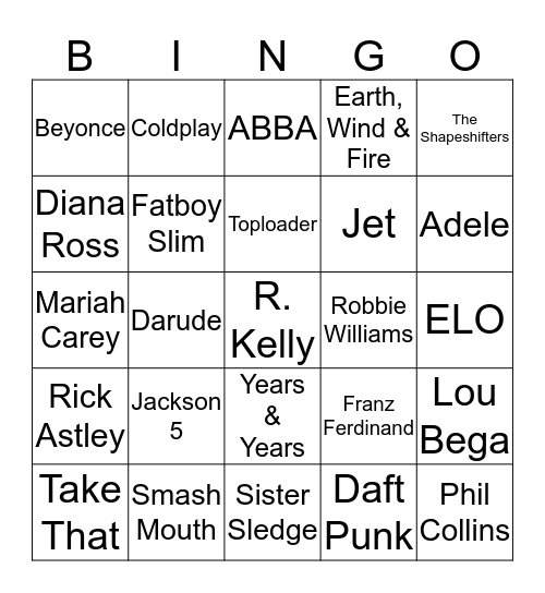 DCM - Music round Bingo Card