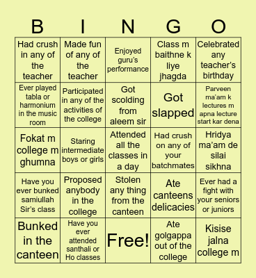 Faculty of Education Bingo Card