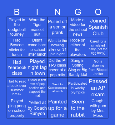 Paintsville High School Bingo Card
