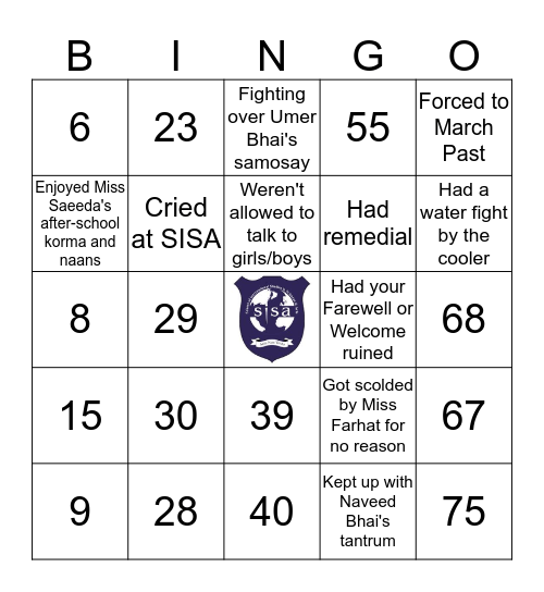 SISA EDITION Bingo Card