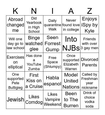 Sara Bingo Card