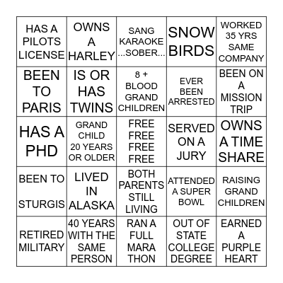 FRANKLIN PIERCE REUNION 1969---45 YEARS!! Bingo Card