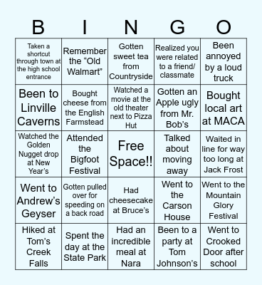 McDowell County Bingo Card