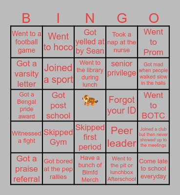 BHS BINGO 🐯🐾 Bingo Card
