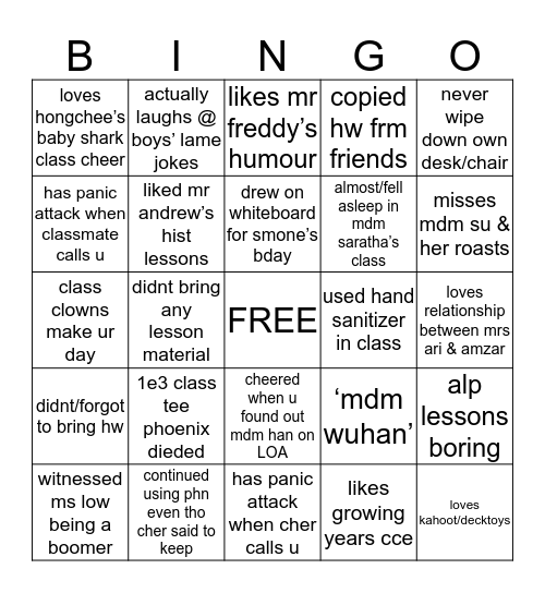 1e3 phoenix / 2e3 elite Bingo Card