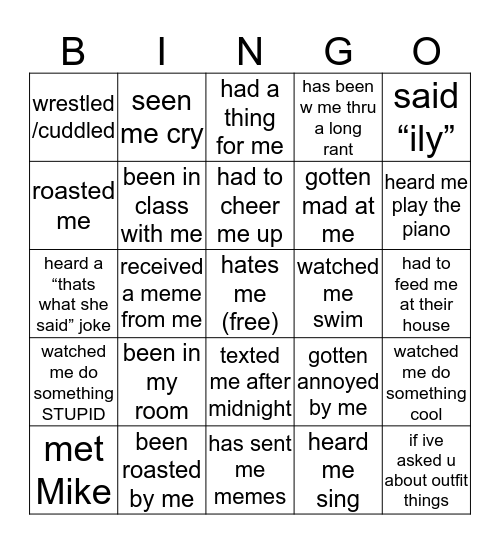 Stuart Bingo! Bingo Card