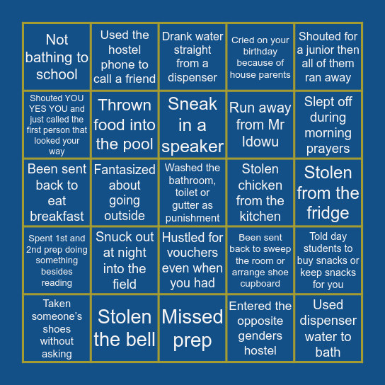 TEMPLE HOSTEL edition Bingo Card