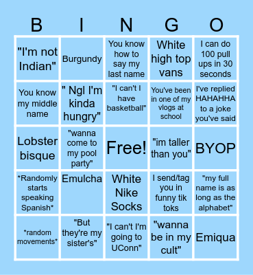 Emalsha Bingo Card