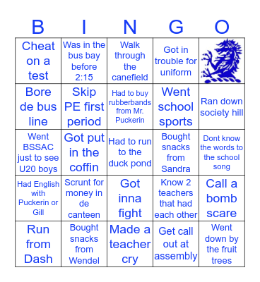 Lodge School Bingo Card